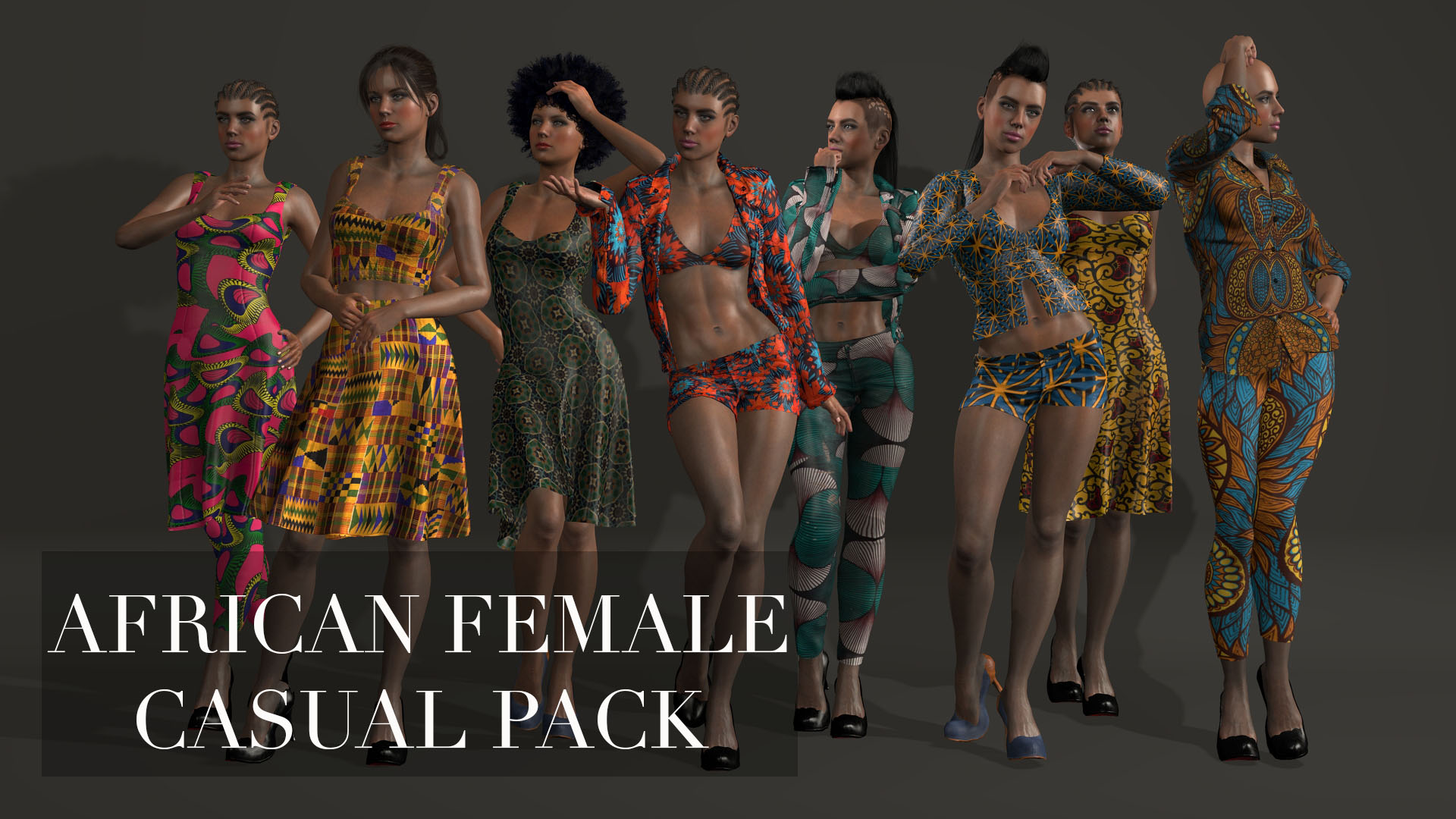 iclone与CC非洲女性休闲装African Female Casual Outfits Pack